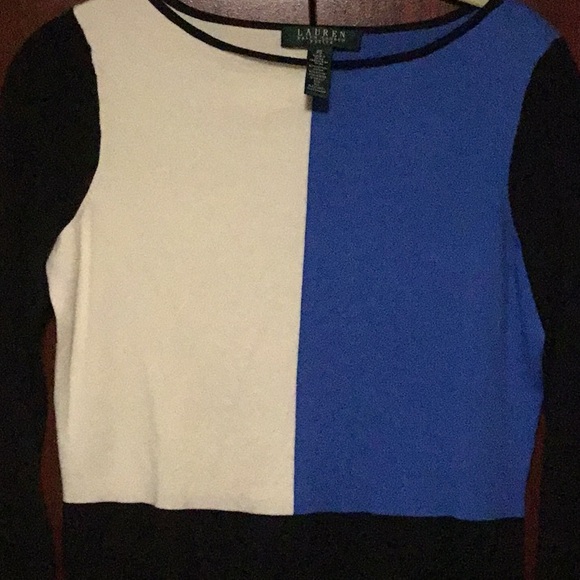 Ralph Lauren color block sweater black small off white and royal blue like new - Picture 1 of 5